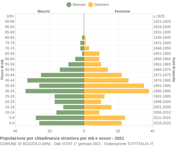 Grafico cittadini stranieri - Bozzolo 2021