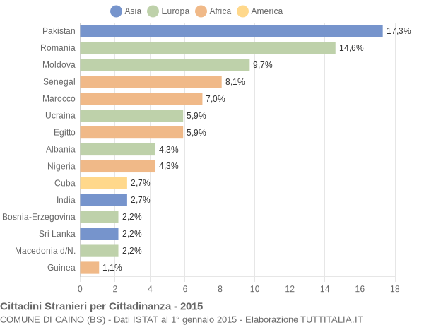 Grafico cittadinanza stranieri - Caino 2015