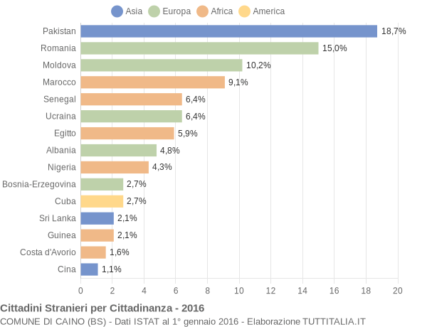 Grafico cittadinanza stranieri - Caino 2016