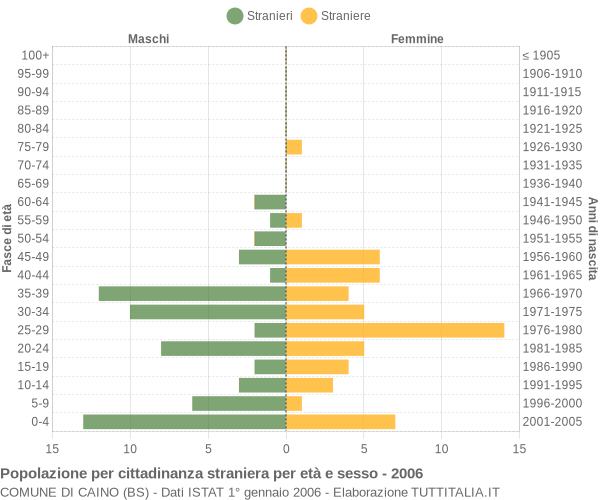 Grafico cittadini stranieri - Caino 2006