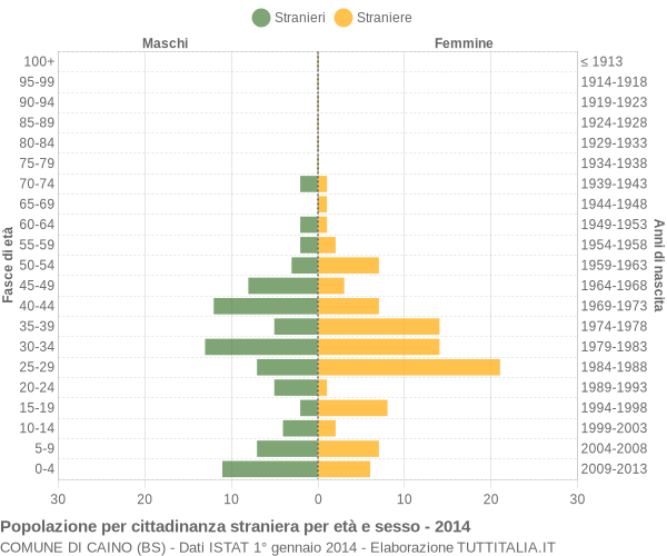 Grafico cittadini stranieri - Caino 2014