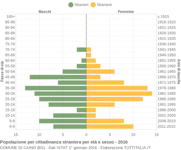 Grafico cittadini stranieri - Caino 2016