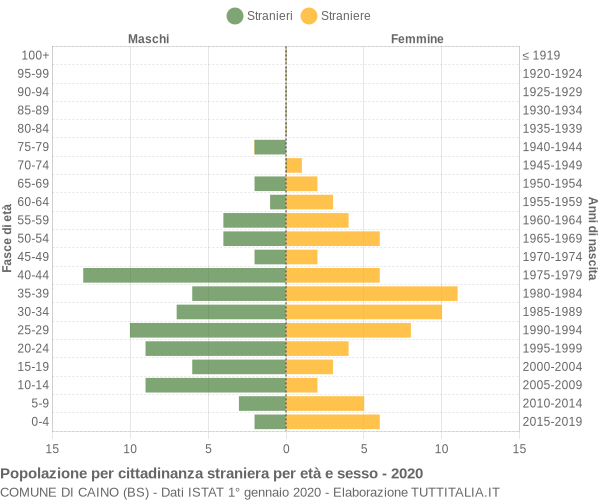 Grafico cittadini stranieri - Caino 2020