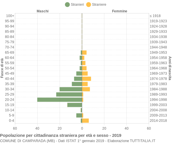 Grafico cittadini stranieri - Camparada 2019