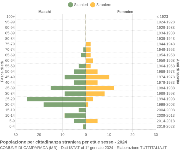 Grafico cittadini stranieri - Camparada 2024