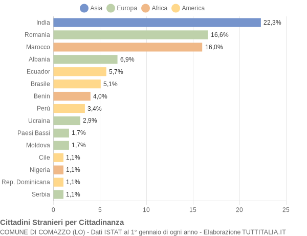 Grafico cittadinanza stranieri - Comazzo 2009