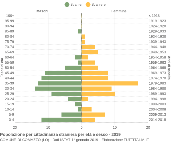 Grafico cittadini stranieri - Comazzo 2019