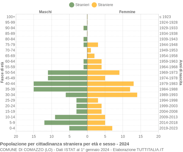 Grafico cittadini stranieri - Comazzo 2024