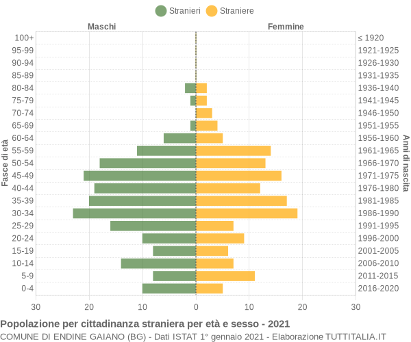 Grafico cittadini stranieri - Endine Gaiano 2021