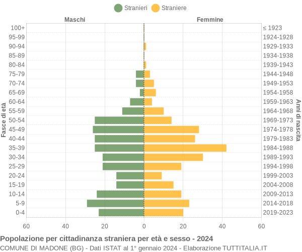 Grafico cittadini stranieri - Madone 2024