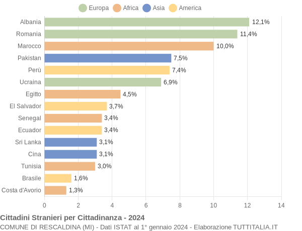 Grafico cittadinanza stranieri - Rescaldina 2024