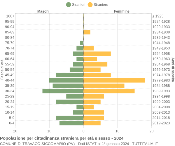 Grafico cittadini stranieri - Travacò Siccomario 2024