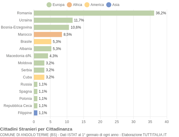 Grafico cittadinanza stranieri - Angolo Terme 2017