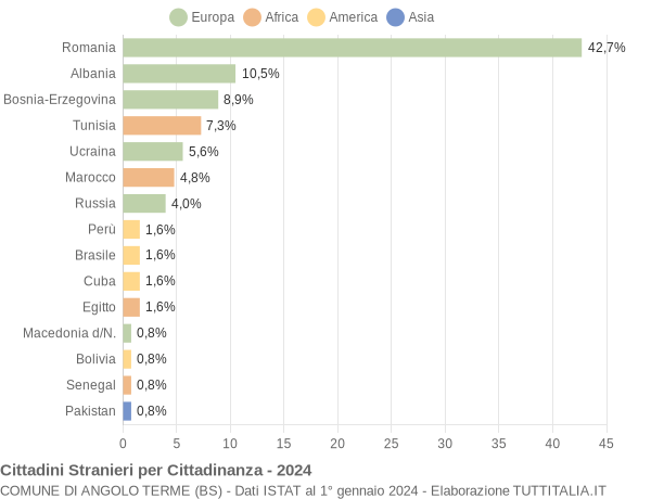 Grafico cittadinanza stranieri - Angolo Terme 2024