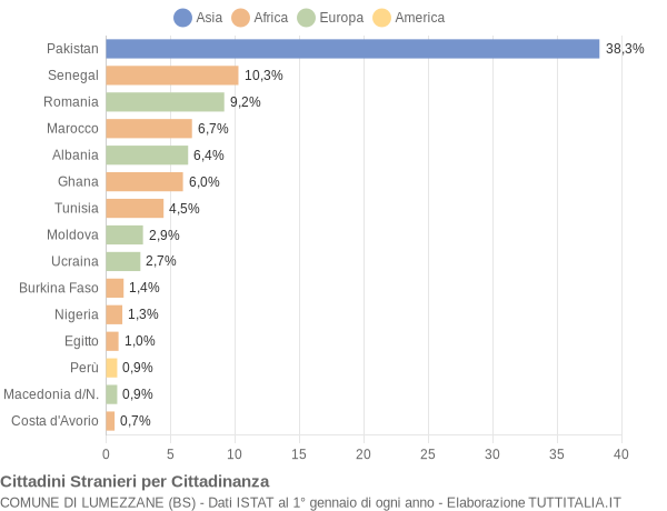 Grafico cittadinanza stranieri - Lumezzane 2011