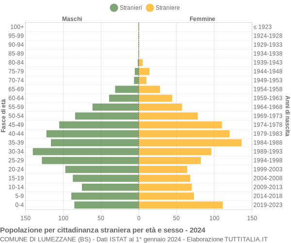 Grafico cittadini stranieri - Lumezzane 2024