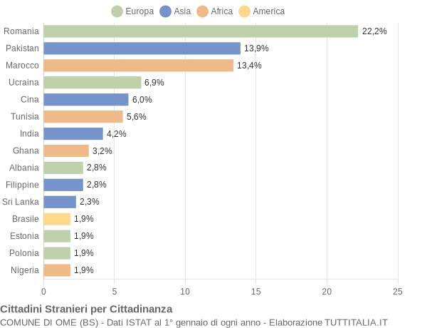 Grafico cittadinanza stranieri - Ome 2008