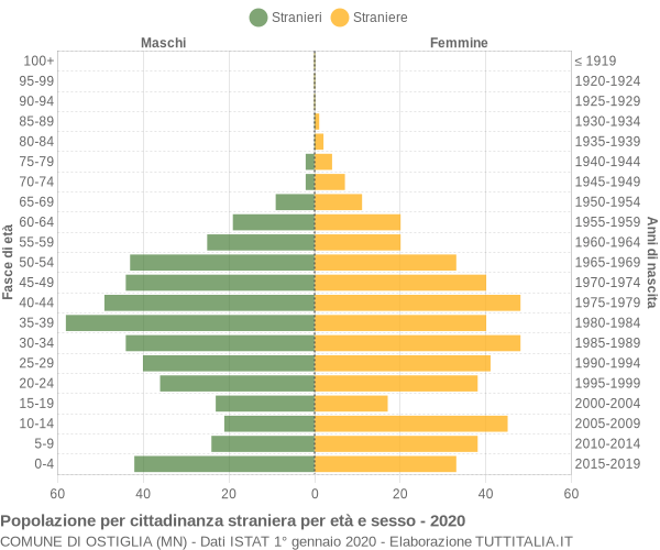 Grafico cittadini stranieri - Ostiglia 2020