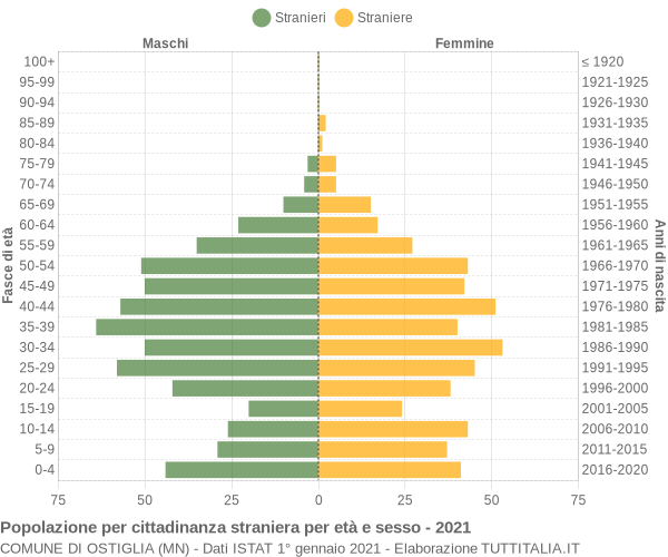 Grafico cittadini stranieri - Ostiglia 2021