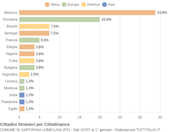 Grafico cittadinanza stranieri - Sartirana Lomellina 2009