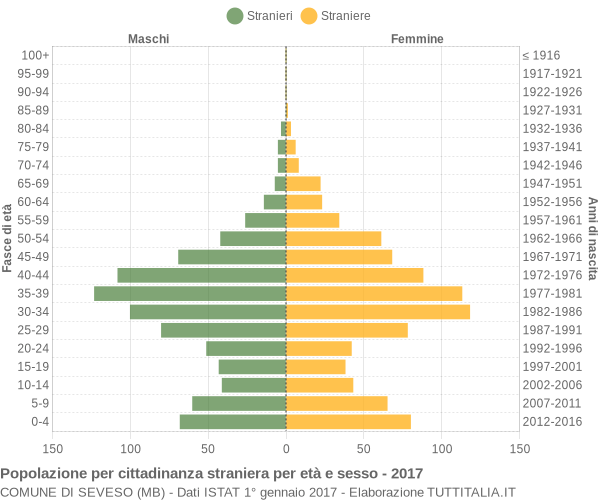 Grafico cittadini stranieri - Seveso 2017