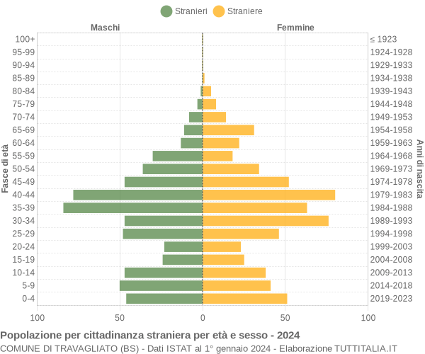 Grafico cittadini stranieri - Travagliato 2024