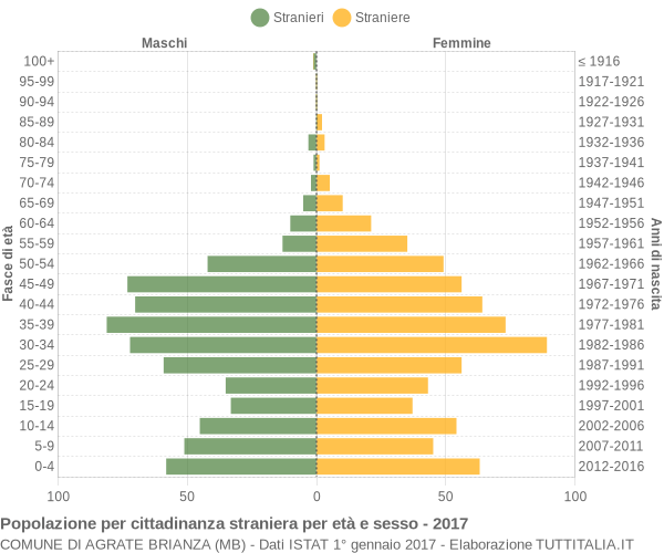 Grafico cittadini stranieri - Agrate Brianza 2017