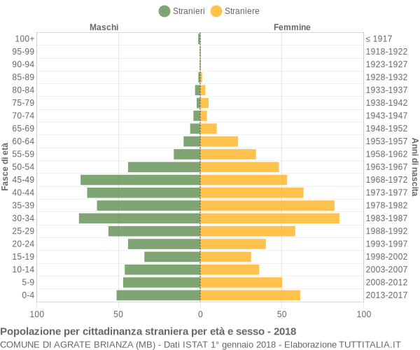 Grafico cittadini stranieri - Agrate Brianza 2018