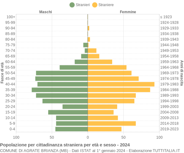 Grafico cittadini stranieri - Agrate Brianza 2024