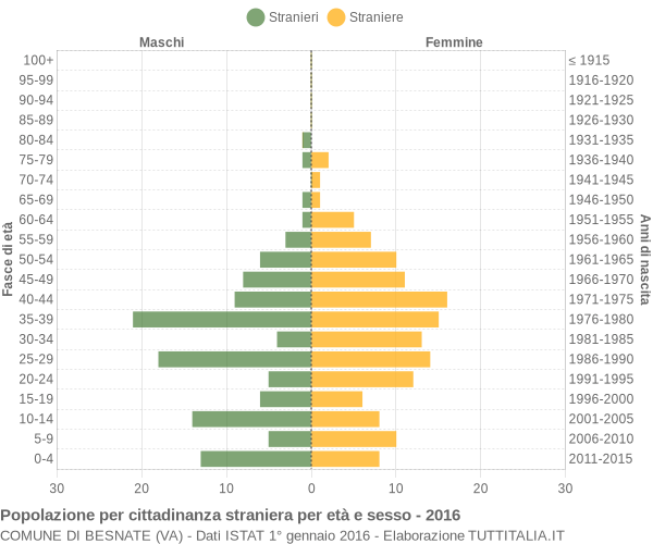 Grafico cittadini stranieri - Besnate 2016