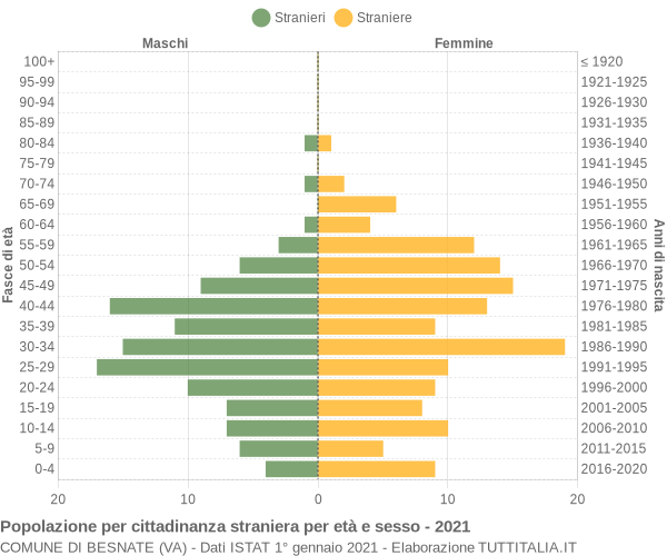 Grafico cittadini stranieri - Besnate 2021