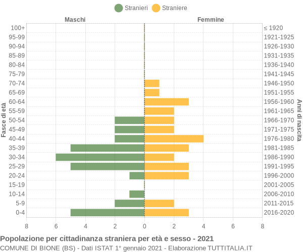 Grafico cittadini stranieri - Bione 2021