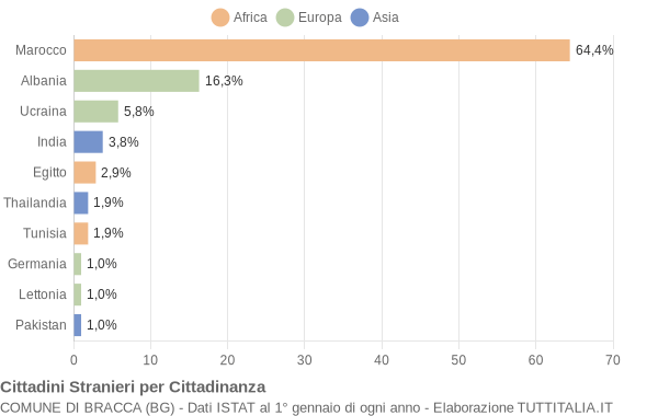 Grafico cittadinanza stranieri - Bracca 2005