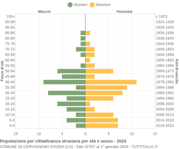 Grafico cittadini stranieri - Cervignano d'Adda 2024