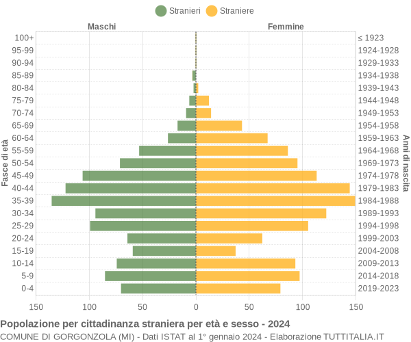 Grafico cittadini stranieri - Gorgonzola 2024