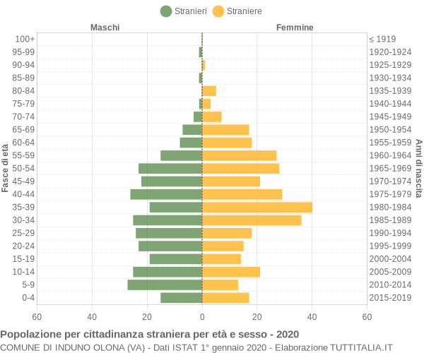 Grafico cittadini stranieri - Induno Olona 2020