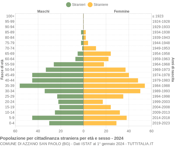 Grafico cittadini stranieri - Azzano San Paolo 2024