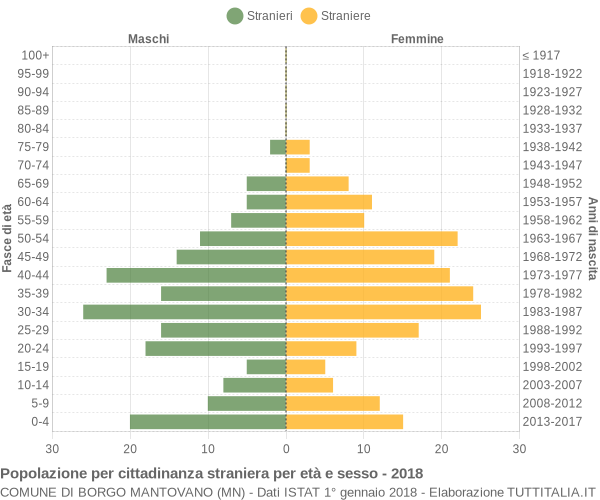 Grafico cittadini stranieri - Borgo Mantovano 2018