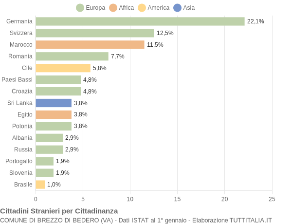 Grafico cittadinanza stranieri - Brezzo di Bedero 2017