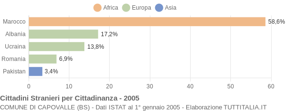 Grafico cittadinanza stranieri - Capovalle 2005