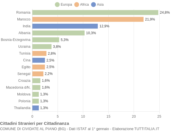 Grafico cittadinanza stranieri - Cividate al Piano 2006