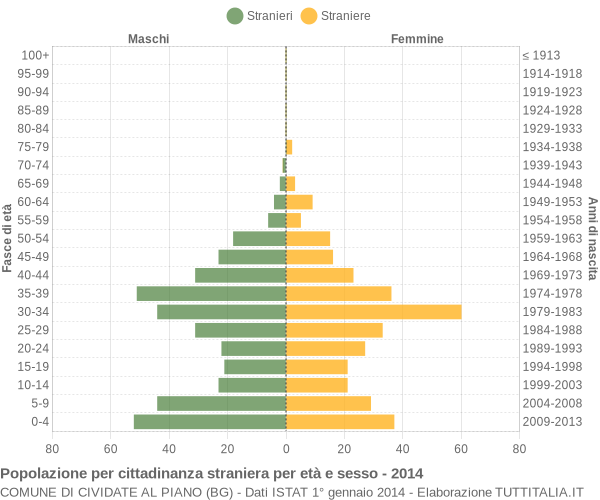 Grafico cittadini stranieri - Cividate al Piano 2014