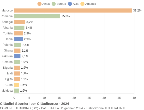 Grafico cittadinanza stranieri - Dubino 2024