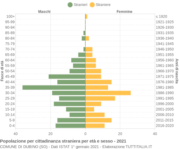 Grafico cittadini stranieri - Dubino 2021