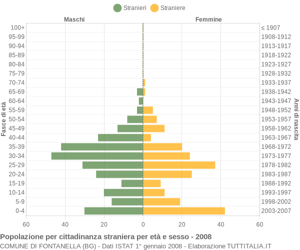Grafico cittadini stranieri - Fontanella 2008