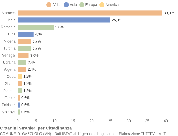 Grafico cittadinanza stranieri - Gazzuolo 2005