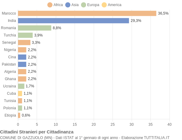 Grafico cittadinanza stranieri - Gazzuolo 2006