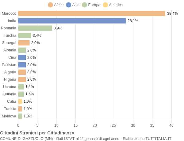 Grafico cittadinanza stranieri - Gazzuolo 2007