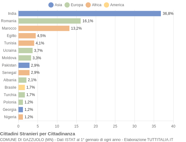 Grafico cittadinanza stranieri - Gazzuolo 2020