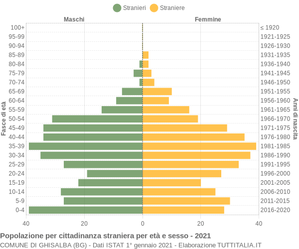 Grafico cittadini stranieri - Ghisalba 2021